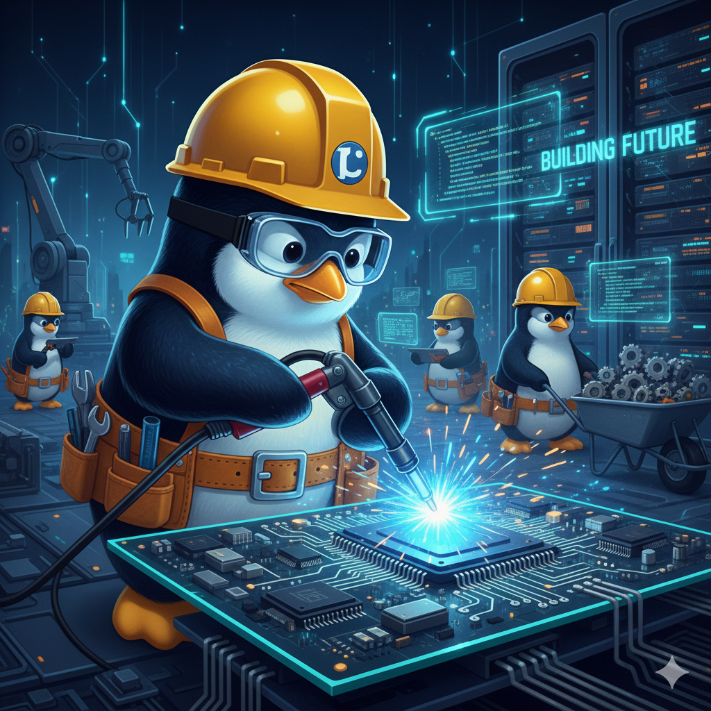 Pingüino trabajando